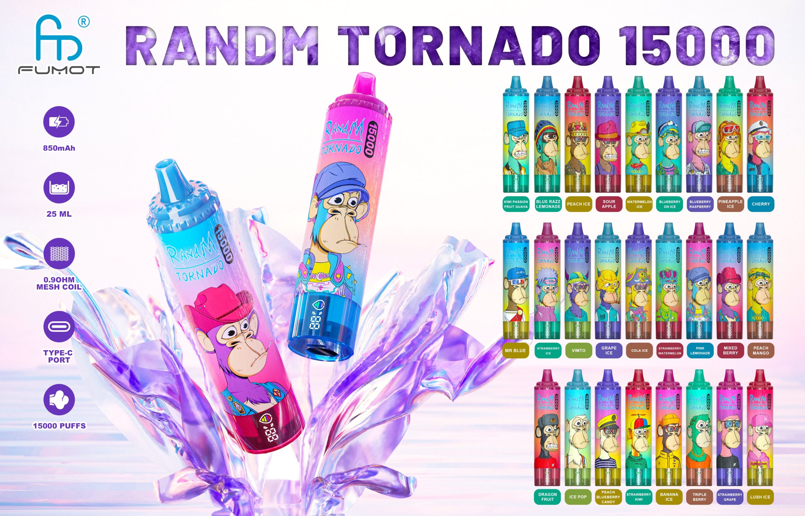 Randm Tornado 15000-blue razz lemonade